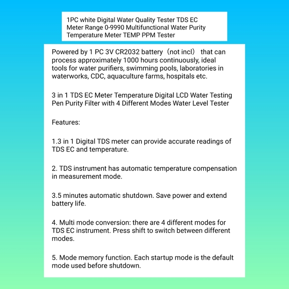 New LED digital water tester, water purification test meter TDS/EC water test - Picture 10 of 15